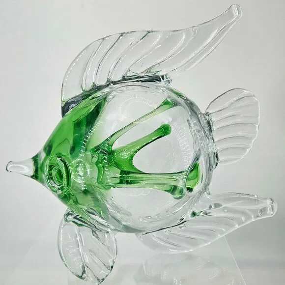 Hand Blown Art Glass Spirit Tree Embossed Witch Ball orb fish figurine unique